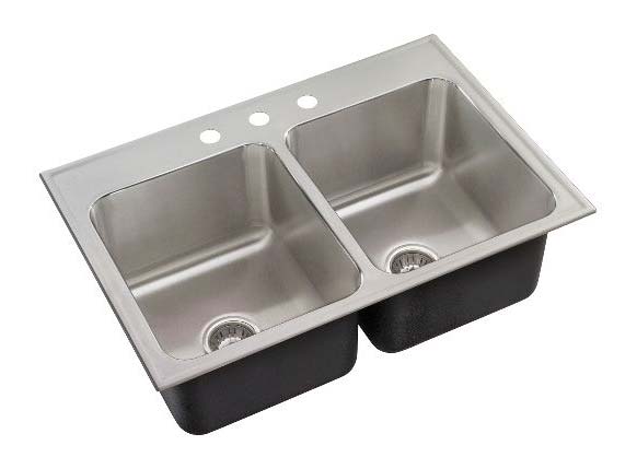Image of large capacity ledge type double bowl