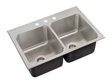 Image of large capacity ledge type double bowl