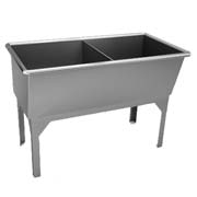 Image of free standing two compartment laundry tub sink