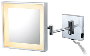 Image of square pivot arm LED wall mirror