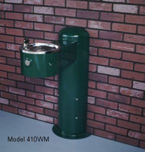 Wall mount pedestal drinking fountains