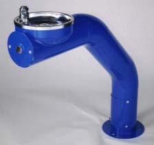 example of this ADA compliant sculptured drinking fountain, shown in blue