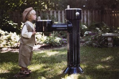 vintage drinking fountain shown in black finish