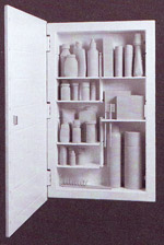 Example of medicine cabinet with shelves filled