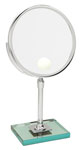 vanity table top mirrors on glass base with spot light - elegance in chrome finish