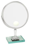 vanity table top mirrors on glass base with spot light - petite elegance in chrome finish