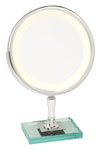 vanity table top mirrors with glass bases - petite elegance in chrome finish