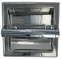 Example of a chrome recessed toilet paper holder