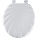 image of the round sculpted shell molded wood toilet seat