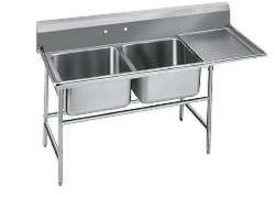 double compartment, single right drain board sink