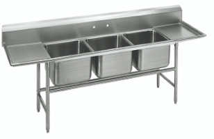 triple compartment, double drain board sink