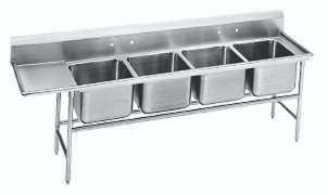 four compartment sink, single left drain board