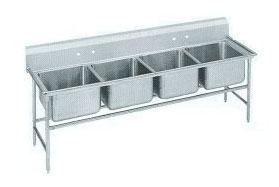 four compartment sink, no drain board