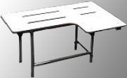 Seachrome Left Hand L Shaped Transfer Bench with Swing Down Legs