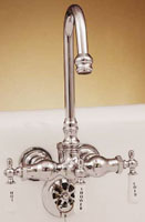 Picture of model P0400 clawfoot leg tub faucet with hand shower, shown in chrome