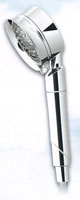 image of the Sprite Traditional Cascading Shower Handle filtering hand shower, shown in chrome