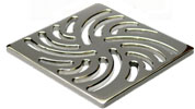 Photo of the Swirl square stainless steel drain cover