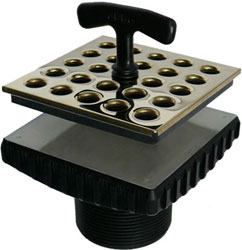 square shower drain riser with grate and grate puller