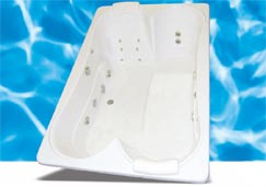 picture of a Swirl-way Savannah jetted tub, shown in white