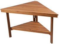 image of teak corner style shower bench