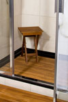 example of teak folding seat in a shower
