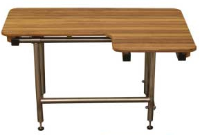 photo of left hand style teak L shaped transfer bench