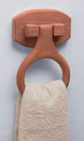 example of an installed teak towel ring