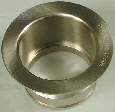 Image of a flange for a garbage disposal in stainless finish