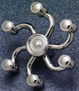 Unique spiral 6 branch showerhead