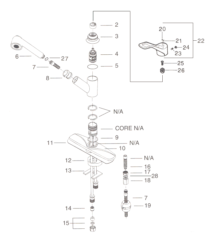 Valley kitchen faucet parts