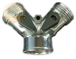 Zinc wye shut off hose fitting