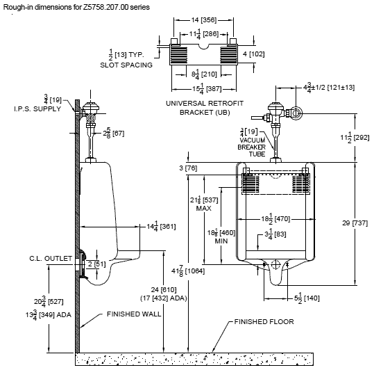 High performance water saving urinals ADA Compliant urinals with a