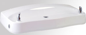 white trough style handicap aluminum drinking fountain