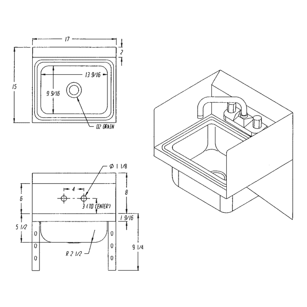 Aero Mfg Stainless Steel Hand Wash Sinks