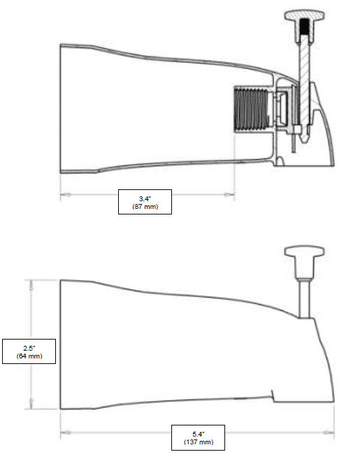 Delta Formerly Alsons Tub And Shower Accessories Click Here For Dimensions Diverter Tub Spout Chrome 35 50