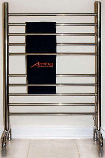 Black Wall-Mount Electric Towel Warmer Heated Towel Rack with Top Shelf  Stainless Steel