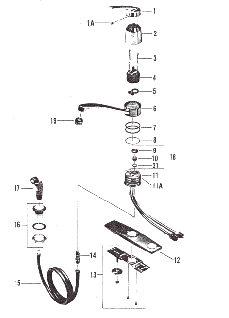 Repair Parts For American Standard S Aquarian Kitchen Faucet