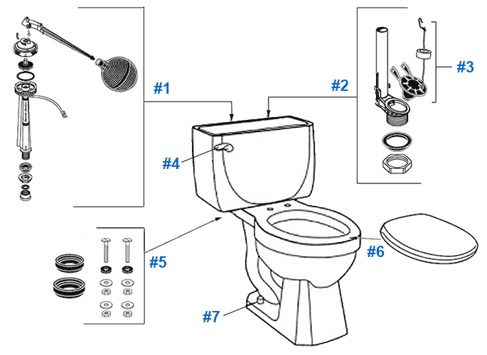 American Standard Toilet Repair Parts For Venice Series Toilets