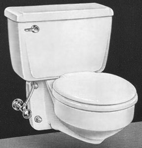 example of an American Standard Vent-Away toilet with a round seat American Standard Vent-Away toilet with round seat