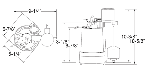 Duramac 5025PVSP sump pump dimensions