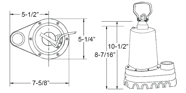 Duramac 5030CUSP sump pump dimensions