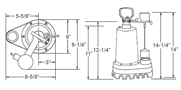 Duramac 5030CVSP sump pump dimensions