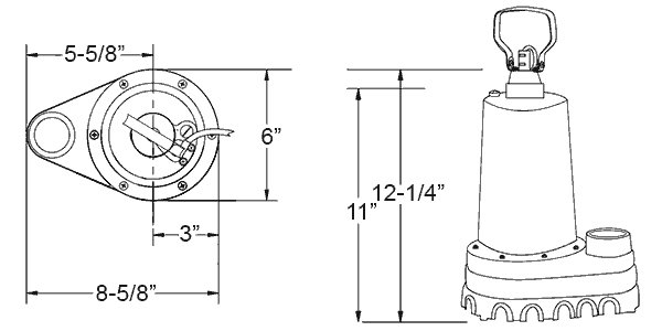 Duramac 5033CUSP sump pump dimensions