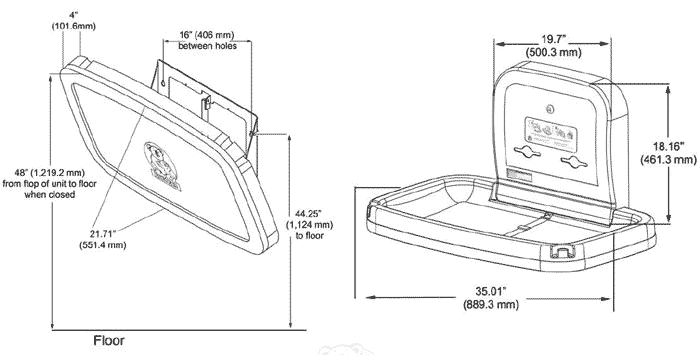 baby changing table for commercial restrooms