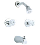 Tub and shower system with acrylic knob handles