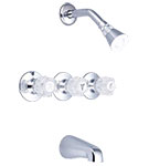 Banner tub shower system with acrylic handles
