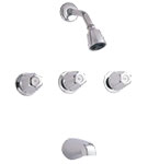 Tub and shower system with metal knob handles