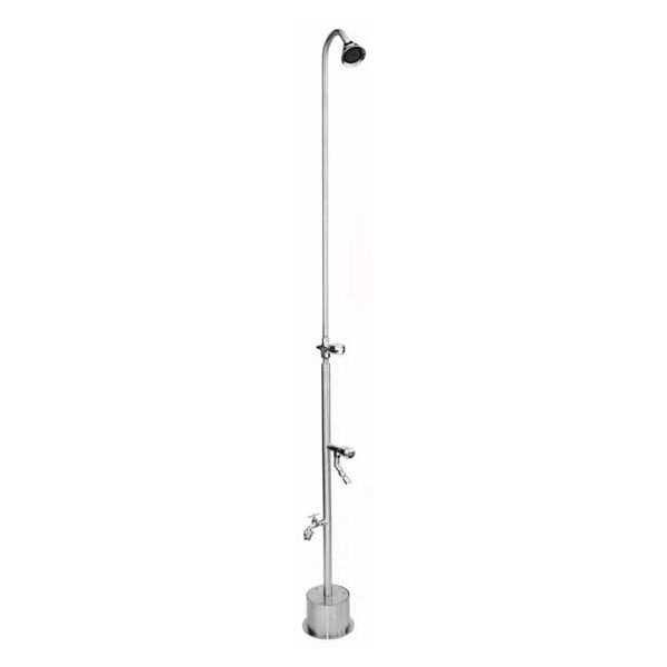 Pool shower with hose bibb, foot shower, and ADA compliant handles