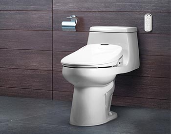 Example of washlet bidet installed with toilet