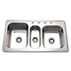 Stainless steel three-bowl sink